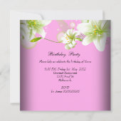 Elegant Pink Green White Floral Birthday Party Kaart (Achterkant)