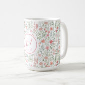 Elegant Pink Green Wildflower Preppy Personalised Koffiemok (Voorkant rechts)