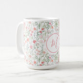 Elegant Pink Green Wildflower Preppy Personalised Koffiemok (Voorkant links)