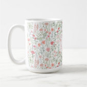 Elegant Pink Green Wildflower Preppy Personalised Koffiemok (Links)