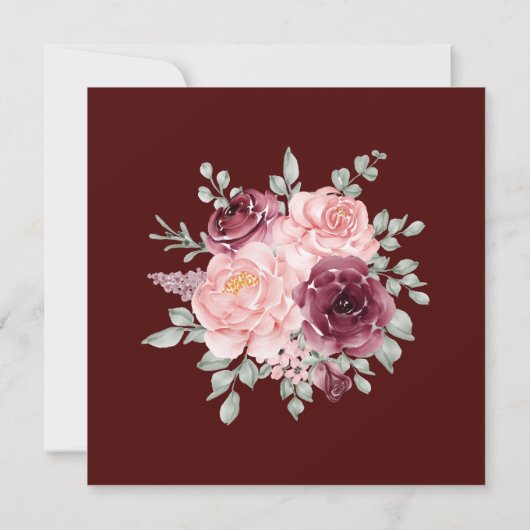 Elegant Pink Greenery Circle Lijst Wedding Kaart (Achterkant)