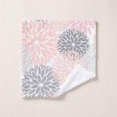 Elegant Pink Grey Dahlia Floral Bad Handdoek (Wasdoekje)