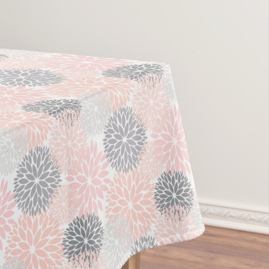Elegant Pink Grey Dahlia Floral Tafelkleed (Voorbeeld)