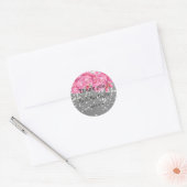 Elegant Pink Grey Floral Lace Wedding thank you Ronde Sticker (Envelop)