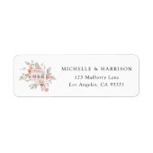 Elegant Pink Grey Floral Waterverf Wedding Etiket (Voorkant)