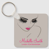 Elegant Pink Grey Lash Extension Beauty Salon QR Sleutelhanger (Voorkant)