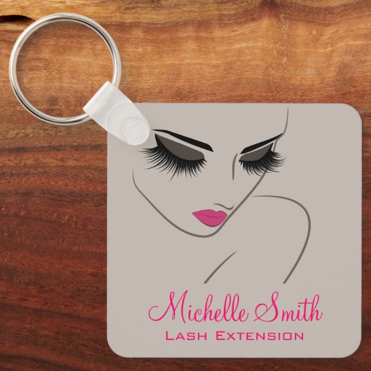 Elegant Pink Grey Lash Extension Beauty Salon QR Sleutelhanger (Voorkant)