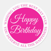 Elegant Pink “Happy Birthday” Sticker (Voorkant)