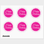 Elegant Pink “Happy Birthday” Sticker (Vel)