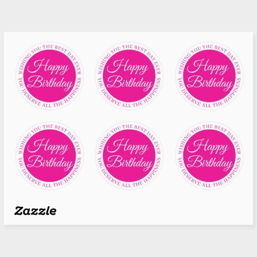 Elegant Pink “Happy Birthday” Sticker (Vel)