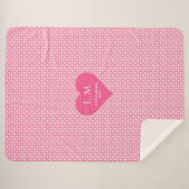 Elegant Pink Hearts Personalized Valentine Gift  Sherpa Deken (Voorkant (horizontaal))