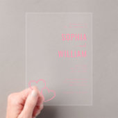 Elegant Pink Hearts Wedding Invitation Acryl Uitnodigingen (Insitu (Draagbaar))
