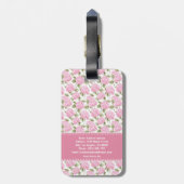 Elegant Pink Hydragea Flowers Pattern Monogram Bagagelabel (Achterkant verticaal)