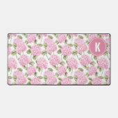 Elegant Pink Hydragea Flowers Pattern Monogram Bureaumat (Voorkant)