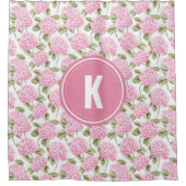Elegant Pink Hydragea Flowers Pattern Monogram Douchegordijn (Voorkant)