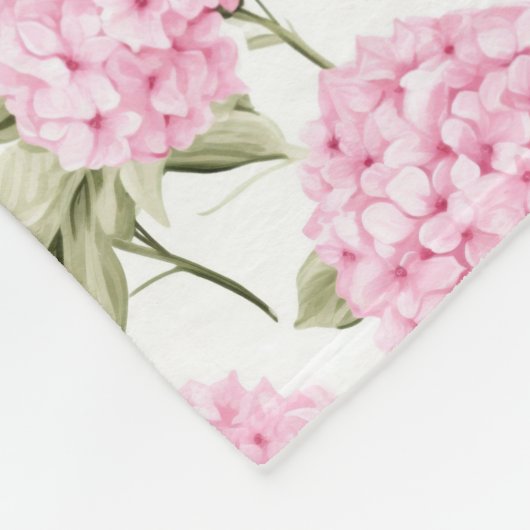 Elegant Pink Hydragea Flowers Pattern Monogram Fleece Deken (Hoek)