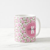 Elegant Pink Hydragea Flowers Pattern Monogram Koffiemok (Voorkant rechts)