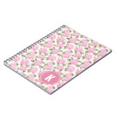 Elegant Pink Hydragea Flowers Pattern Monogram Notitieboek (Linkerzijde)
