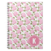 Elegant Pink Hydragea Flowers Pattern Monogram Notitieboek (Voorkant)