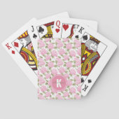 Elegant Pink Hydragea Flowers Pattern Monogram Pokerkaarten (Achterkant)