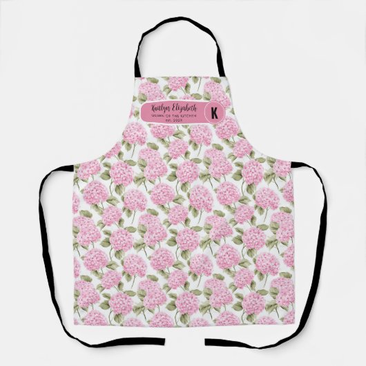 Elegant Pink Hydragea Flowers Pattern Monogram Schort (Voorkant)