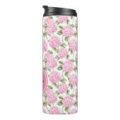 Elegant Pink Hydragea Flowers Pattern Monogram Thermosbeker (Geroteerd rechts)