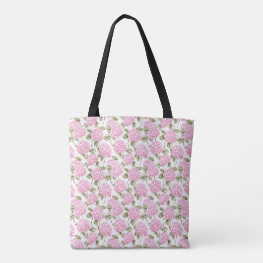 Elegant Pink Hydragea Flowers Pattern Monogram Tote Bag (Achterkant)
