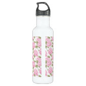 Elegant Pink Hydragea Flowers Pattern Monogram Waterfles (Achterkant)