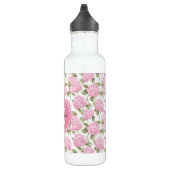 Elegant Pink Hydragea Flowers Pattern Monogram Waterfles (Rechts)