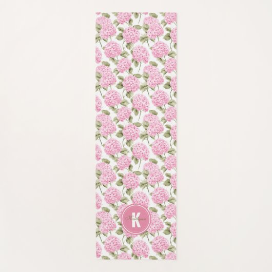 Elegant Pink Hydragea Flowers Pattern Monogram Yogamat (Voorkant)