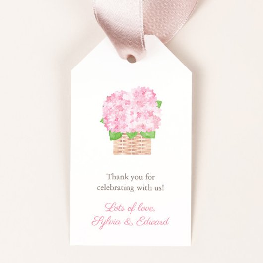 Elegant Pink Hydrangea Al Fresco Vrijgezellenfeest Cadeaulabel
