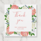 Elegant Pink Hydrangea Baby shower Hartelijk dank Bedankjes Labels (Achterkant)