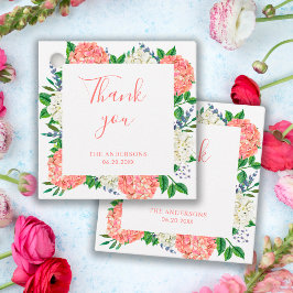 Elegant Pink Hydrangea Baby shower Hartelijk dank Bedankjes Labels