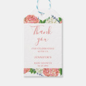 Elegant Pink Hydrangea Baby shower Hartelijk dank Cadeaulabel (Voorkant)