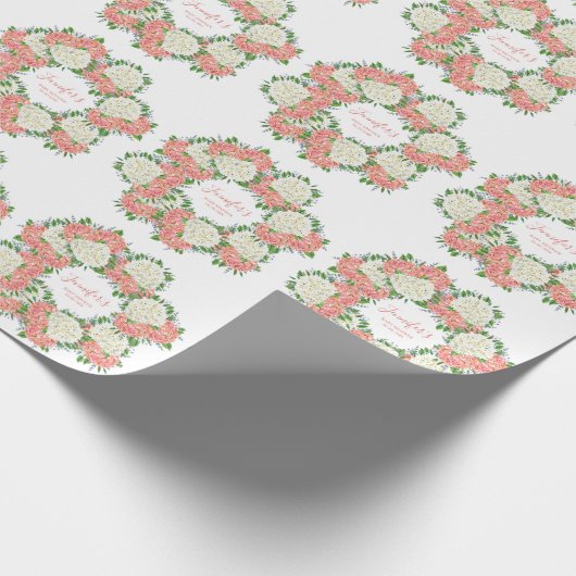 Elegant Pink Hydrangea Summer Spring Baby shower Cadeaupapier (Hoek)