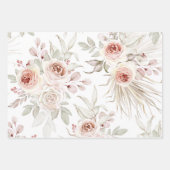 Elegant Pink Ivory Boho Floral Rozen Greenery Inpakpapier Vel (Voorkant)