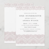 Elegant Pink Lace 100e verjaardag Kaart (Voorkant / Achterkant)