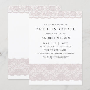 Elegant Pink Lace 100e verjaardag Kaart