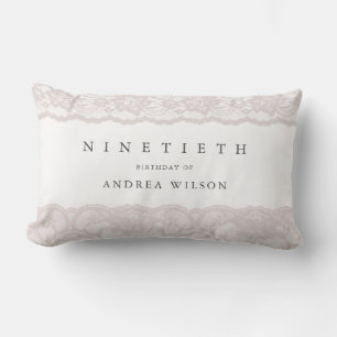 Elegant Pink Lace 90th Birthday Gift Kussen