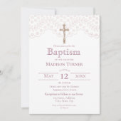 Elegant Pink Lace | Baptism Uitnodiging (Voorkant)