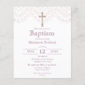 Elegant Pink Lace | Baptism Uitnodiging (Voorkant)
