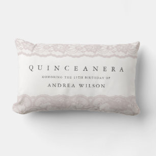 Elegant Pink Lace Quinceanera Party Birthday GIft Kussen