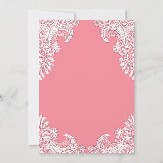 Elegant Pink Lace Wedding Save The Date (Achterkant)