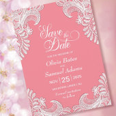 Elegant Pink Lace Wedding Save The Date