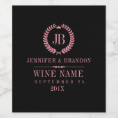 Elegant Pink Laurel Wreath Wijn Etiket (Enkel label)