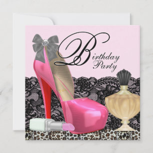 Elegant Pink Leopard Birthday Party Kaart