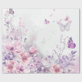 Elegant Pink Lilac Watercolor Butterfly Whimsical Cadeaupapier