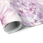 Elegant Pink Lilac Watercolor Butterfly Whimsical Cadeaupapier (Rol Hoek)