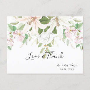 Elegant Pink Lili   Ivory Roos Floral Hartelijk da Briefkaart