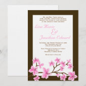 Elegant Pink Lily Wedding Invitation 5x7 Linen Kaart (Voorkant / Achterkant)